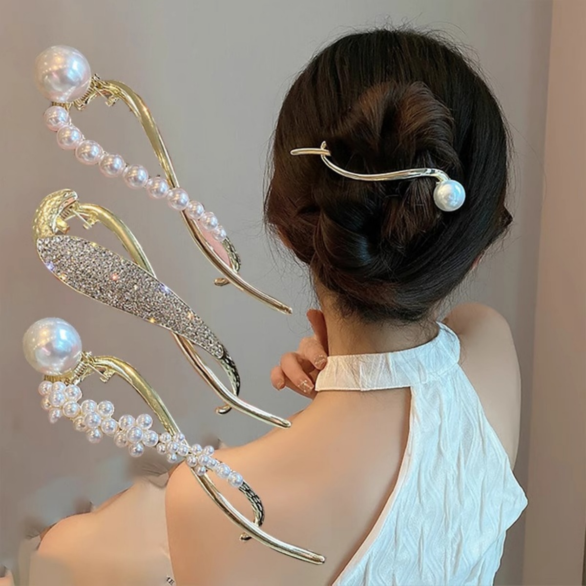 Lifestyle Of Korean - Pinza para el pelo de perlas