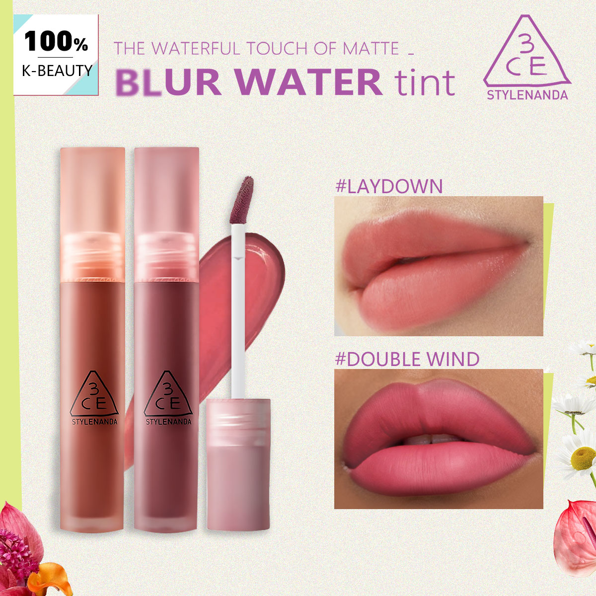 Lip Tint Korean - 3CE BLUR WATER TINT, Color de