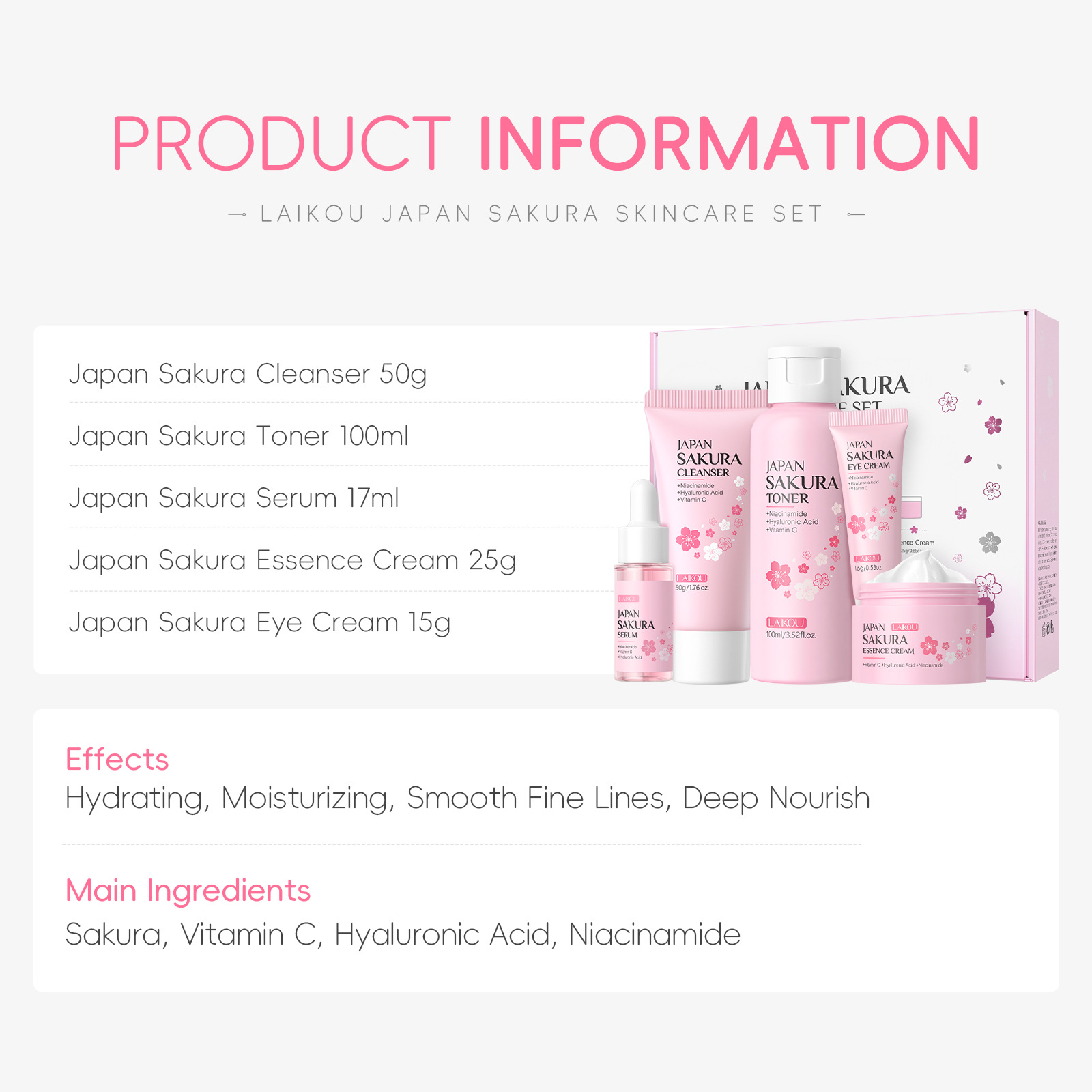 LAIKOU Sakura Kit de Cuidado d - Korean Skincare Routine reseña y precio